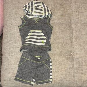 First Impressions Gray and Green Striped Set